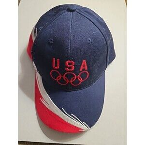 USA Olympics Hat Cap Red White Blue Embroidered  One Size Adjustable